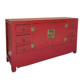 Antique Broken Red Chinese Sideboard
